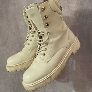 Cream Combat Boots